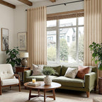 Sand Beige Linen Curtains for Living Room 94 Inches Long Simple Modern Light Filtering Semi Sheer Curtain Back Tab Rustic Farmhouse Luxury Home Decor Drapes for Bedroom Dinner Room 52x94, 2 Panels