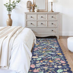 Washable 2'6x12 Hallway Runner Rug: Entryway Non Slip Floral Rug Farmhouse Soft Stain Resistant Carpet for Kitchen Bathroom Bedroom Low Pile Pet Friendly Floor Mat for Living Room(2'6x12/Purple)
