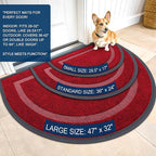 OLANLY Half Circle Door Mat Indoor Outdoor Entrance Welcome, Waterproof All-Season, All-Weather Doormat, Sturdy Natural Rubber, Low Profile, Easy Clean Patio Porch Entryway Mat, 59x23, Wine Red