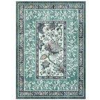 GarveeHome Teal Washable 5x7 Area Rugs, Botanical Grove Vintage Cottage core Non-Slip Rug for Bedroom Living Room Nursery Kitchen Low-Pile Retro Carpet