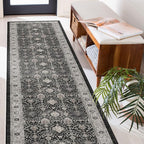 Hallway Washable Runner Rug - 2'6x14 Kitchen Rugs Entryway Rug Runner Vintage Soft Floor Mat Non Slip Indoor Farmhouse Carpet for Bathroom Living Room Bedroom (2'6''x14', Black)