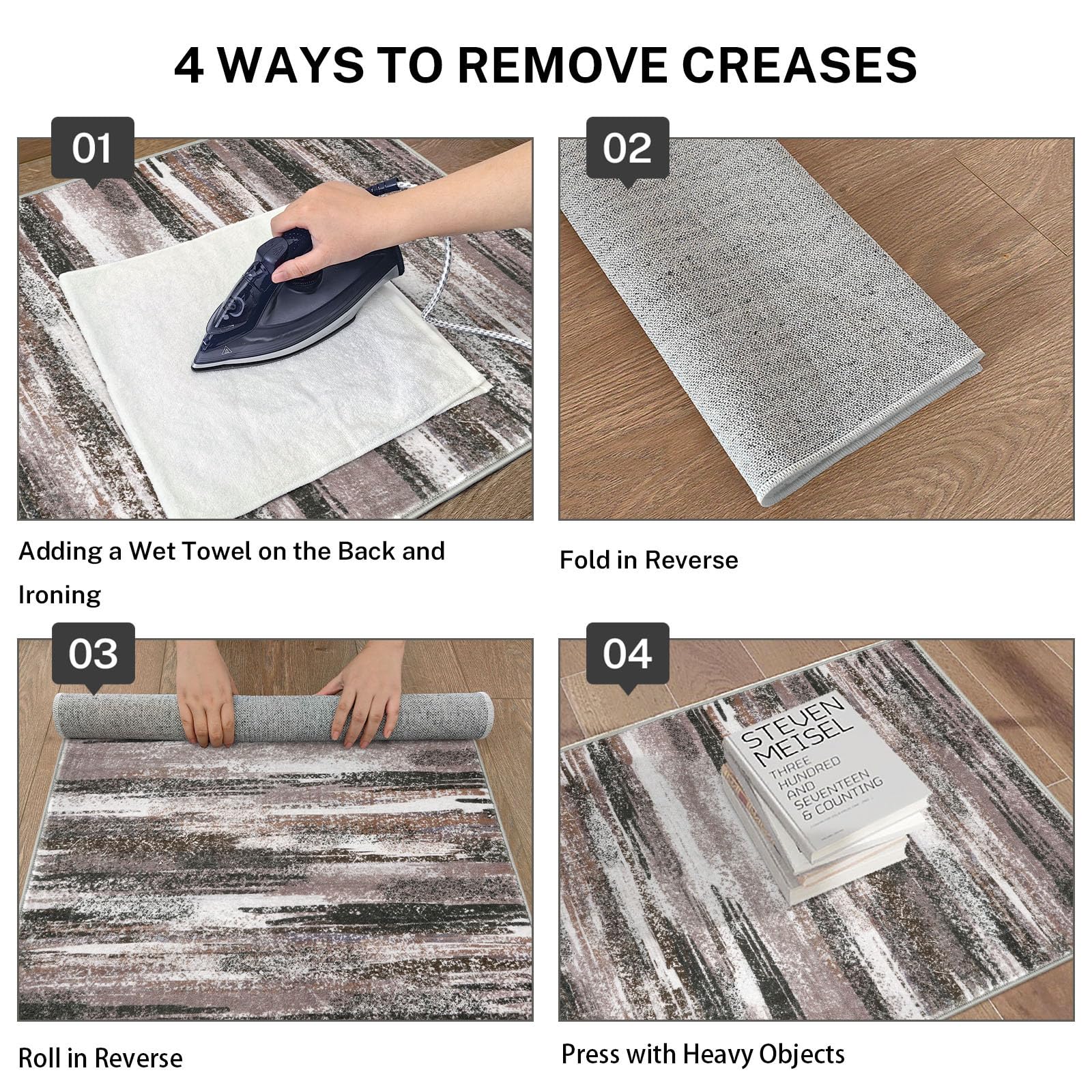 Lansny Modern Abstract Runner Rug 2.6x14, Dark Light Brown White Washable Long Kitchen Runner Non-Slip Soft Hallway Rug Runner Thin Print Faux Wool Carpet for Entryway Bedroom Laundry Room Indoor