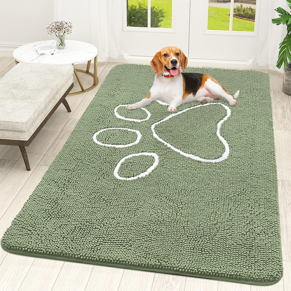OLANLY Dog Door Mat for Muddy Paws 70x46, Super Absorbent Chenille Mud Mat