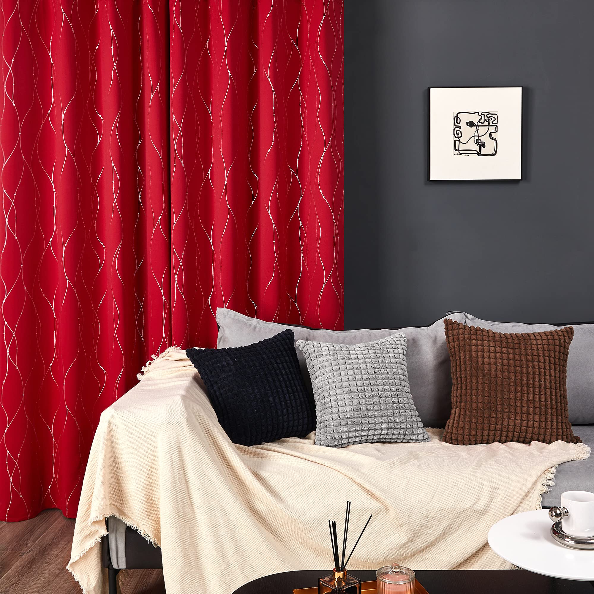 Deconovo Living Room Curtains 72 Inches Long, Blackout Curtains for Bedroom