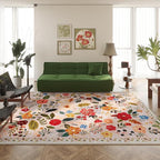Rugcomf Area Rugs 8x10 Rug for Living Room Clearance Washable Boho Area Rug Non Slip Floral Vintage Low Pile Large Rug for Living Room, Bedroom, Farmhouse, Dining Room, Kids Playroom(Beige)