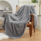 EXQ Home Fleece Throw Blanket for Couch or Bed - 3D Imitation Turtle Shell Jacquard Decorative Blankets - Cozy Soft Lightweight Fuzzy Flannel Blanket Suitable for All Seasons(50"×60",Light Grey)