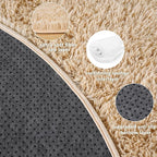 Quntue 6‘x6’ Beige Round Rug for Bedroom, Ultra Soft Fluffy Circle Rug for Kids Girls Boys Room, Cute Shag Rugs for Living Room Playroom Tent Castle Home Decor Rug