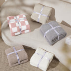 Bedsure GentleSoft Pink Checkered Throw Blanket for Couch - Soft Cozy Fluffy Blanket, Lightweight Warm Knit All Season Plaid Blankets for Bed Sofa, Birthday, for Women, 50x60 Inches