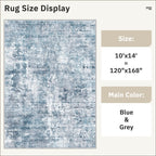 Soalmost 10x14 Area Rugs for Living Room Washable Rug Abstract Blue/Grey
