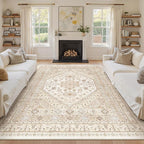 zesthome 10x12 Area Rugs,Stain Resistant Washable Rug,Ultra-Thin Rugs for Living Room,Bedroom,Non-Slip Backing Home Decor Large Area Rug (Cream/Beige,10'x12')