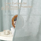 LAMIT Linen Curtains 108 Inches Long for Living Room, Semi Sheer Panels