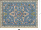Hazo Haus Washable Blue Rugs for Bedroom Bedside - 3x4 Area Rug for Large Kitchen, Entrance Indoor, Boho Insect Print Bug Décor, Non Slip Low Pile Fade Resistant
