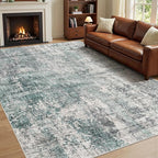 UERMEI 10x12 Area Rug Living Room Rugs - Washable Neutral Modern Abstract Soft Thin Large Rug Indoor Floor No Slip Rug Carpet for Bedroom Under Dining Table Home Office Decor - Green/Grey