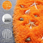 ONASAR Orange Round Area Rugs 4ft for Bedroom Living Room, Fluffy Circle Rug for Kids Girls Boys Teen, Soft Plush Shaggy Carpet for Nursery Dorm Classroom Playroom Home Decor Aesthetic