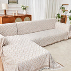 HOMERILLA 2 Piece Sectional Couch Cover for L Shape Sofa Khaki White XL