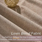 Topfinel 94 Inches Long Taupe Flax Custom Blackout Linen Curtains, Viral Ivory Pinch Pleated Noise Cancelling Curtains with Pin Hooks for Traverse, Burlap Viral Drapes 2 Panels for Living Room