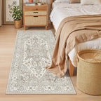 Madane Washable Runner Rug 3x6 Runners for Hallways Non Slip, Beige/Brown
