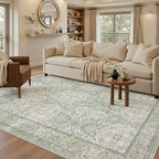 Soalmost 5x7 Area Rugs Green/Brown Low Pile Indoor Washable Trendy Faded Style Rugs for Bedroom Living Room Dining Room Foldable Non-Slip Thin Print Home Office Mat