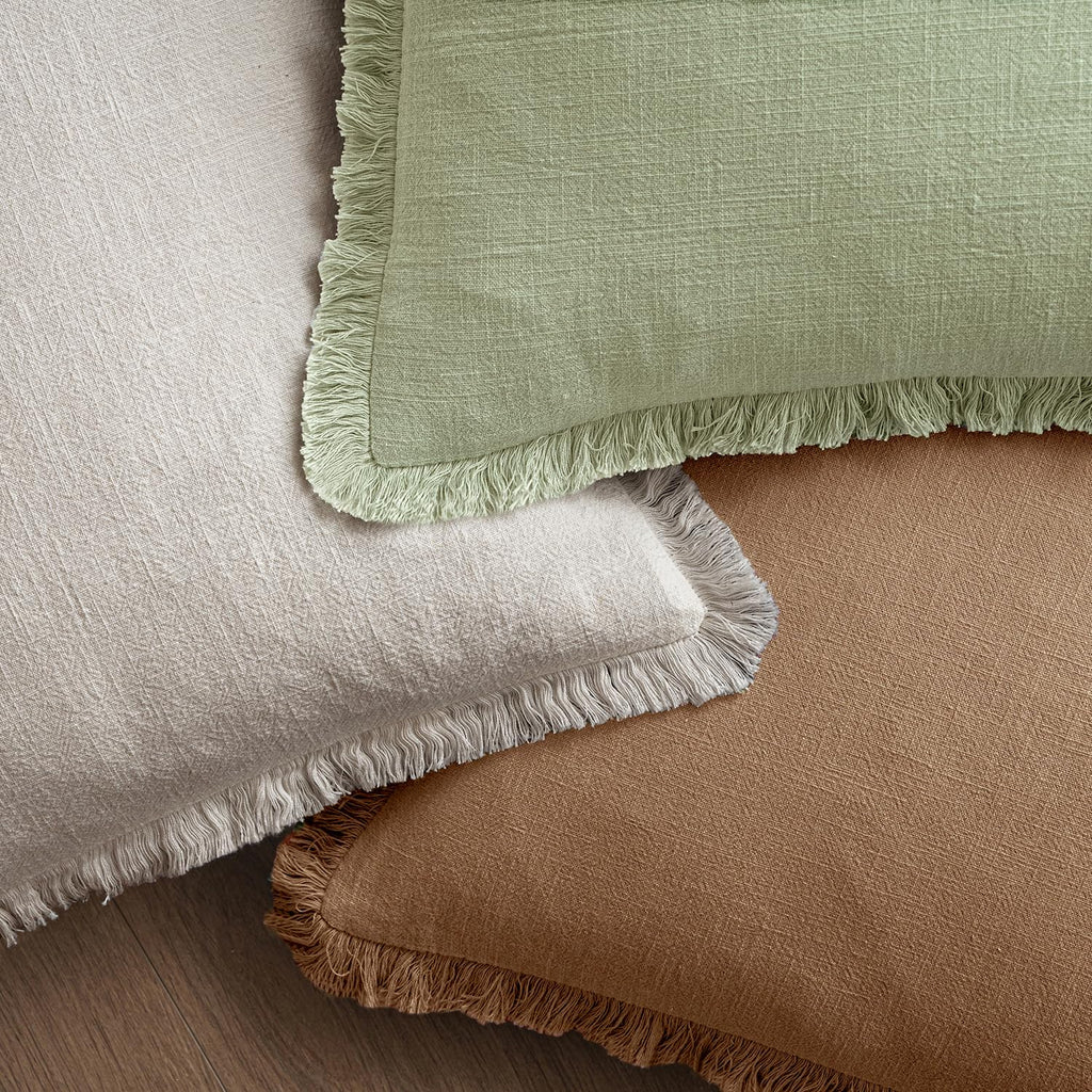 MIULEE Linen Fringe Decorative Euro Throw Pillow Covers Sage Green 24x24