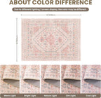zesthome 10x14 Area Rugs - Large Pink Rugs for Bedroom Girls, Stain Resistant Washable Rugs, Vintage Low Pile Rug, Nursery Room Rug, Pink Room Decor (Pink/Blue,10'x14')