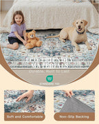 Madane Washable Area Rug 2x3 Small Entryway Rugs Non-Slip, Blue