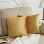 GIGIZAZA Golden Throw Pillow Covers 18x18 Decorative Velvet Cushion Covers Pack of 2 Pillowcase for Sofa