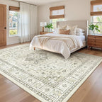 zesthome Area Rug 8x10,Ultra-Thin Washable Rugs for Living Room, Non-Slip Backing Area Rugs,Small Entryway Rug,Vintage Medallion Pattern Rugs (Beige,8'x10')