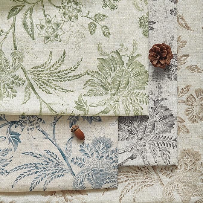 jinchan Linen Floral Curtains for Living Room with Printed Flower 84 Inches Long Light Filtering French Country Back Tab Rod Pocket Sage Green Window Curtain Set Farmhouse Drapes 2 Panels
