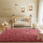 LOCHAS Area Rugs Fluffy Living Room Carpets for Kids Bedroom 3x5, Blush