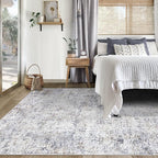 XLUEZ 5x7 Area Rugs for Living Room, Washable Modern Abstract Large Area Rug Neutral Soft Non Slip Kids Rug Stain Resistant Indoor Carpet for Bedroom Nursery Dining Room Playroom(Bluegrey, 5'x7')