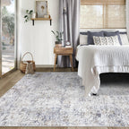XLUEZ 5x7 Area Rugs for Living Room, Washable Modern Abstract Large Area Rug Neutral Soft Non Slip Kids Rug Stain Resistant Indoor Carpet for Bedroom Nursery Dining Room Playroom(Bluegrey, 5'x7')