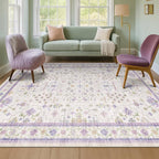 Hazo Haus 6x9 Lavender Rug for Bedroom, Kids Playroom, Non Slip Large Washable Living Room Area Rug, Low Pile Stain Resistant Foldable Boho Fairy Décor