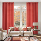 Christmas Red Linen 120 Inch Curtains for Living Room Light Filtering Semi Sheer Curtain Back Tab Vintage Rustic Neutral Luxury Home Decor Floor to Ceiling High Window for Bedroom 52x120,2 Panels