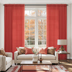 Christmas Red Linen Curtains 108 Inches Long for Living Room Light Filtering Semi Sheer Curtain Back Tab Vintage Neutral Rustic Home Decor Floor to Ceiling High Window for Bedroom 52x108,2 Panels