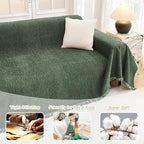 MYSKY HOME Oversized Sofa Covers Couch Covers for 3 Cushion Couch Sofa Pet Friendly, L Shaped Couch Cover Sectional Couch Cover Non Slip Furniture Protector for Kids, 91"x150", Moss Green