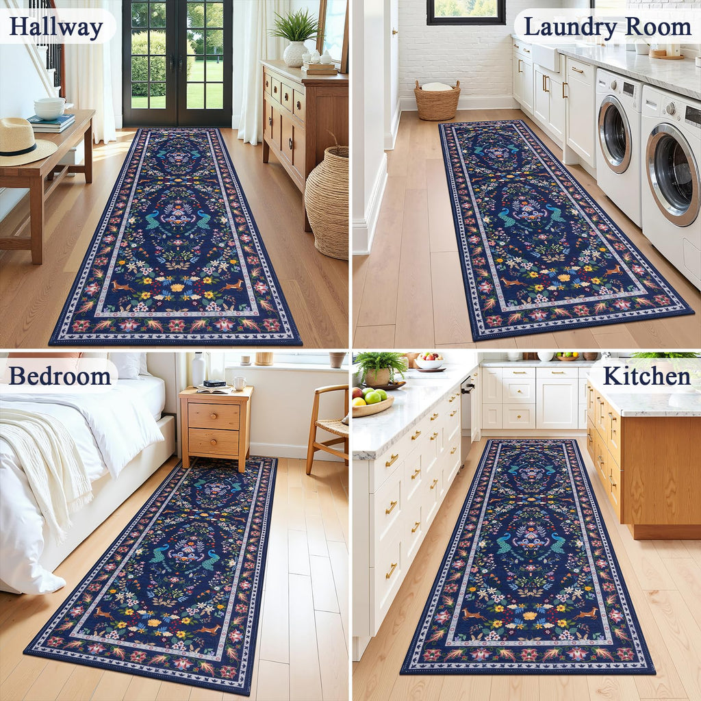 HEBE Hallway Runner Rug 2'x8', Washable Non Slip Kitchen Rug Runner