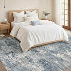 Nakagishi 8x10 Area Rugs Living Room: Washable Abstract Large Neutral Soft Rug Stain Resistant Modern Indoor Floor Non-Slip Carpet for Bedroom Nursery Kids Playroom Office Dining Room Dorm-Blue Brown