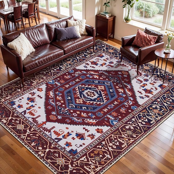 SERISSA 5x7 Washable Non Slip Boho Area Rug for Living Room