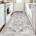 4x8 Washable Hallway Runner Rug - Wide Kitchen Runners Vintage Low Pile Carpet Soft Thin Floor Runner with Rubber Backing for Entryway Bedroom Living Room Home Decor (Distessed Grey)