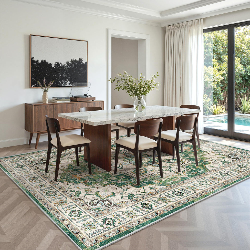 zesthome 6x9 Area Rugs for Living Room,Large Washable Rug,Green