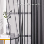 NICETOWN Sheer Drape Panels 63" L - Voile Window Treatment Curtains with Nickel Rings Top for Bedroom/Home Decor (1 Panel=54" W, Black, Sold as 2 Panels)