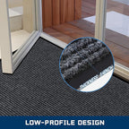 Large Indoor Outdoor Door Mat, 2' x 6' Heavy Duty Commercial Floor Mat Inside Outside Entrance, Rubber Border Doormats for Entryway, High Traffic Area, Waterproof, Low-Profile, Easy to Clean