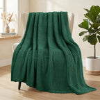 Whale Flotilla Extra Large Fuzzy Fleece Throw Blanket for Couch, 50x70 Inch Fluffy Warm Soft Jacquard Blankets for All Season, Lightweight and Cozy, Emerald Green