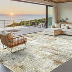 9x12 Area Rugs for Living Room, Non Slip Machine Washable Vintage Rugs, Low Pile Lightweight Large Rug for Bedroom, Dining Room, Home Office Gray Rust