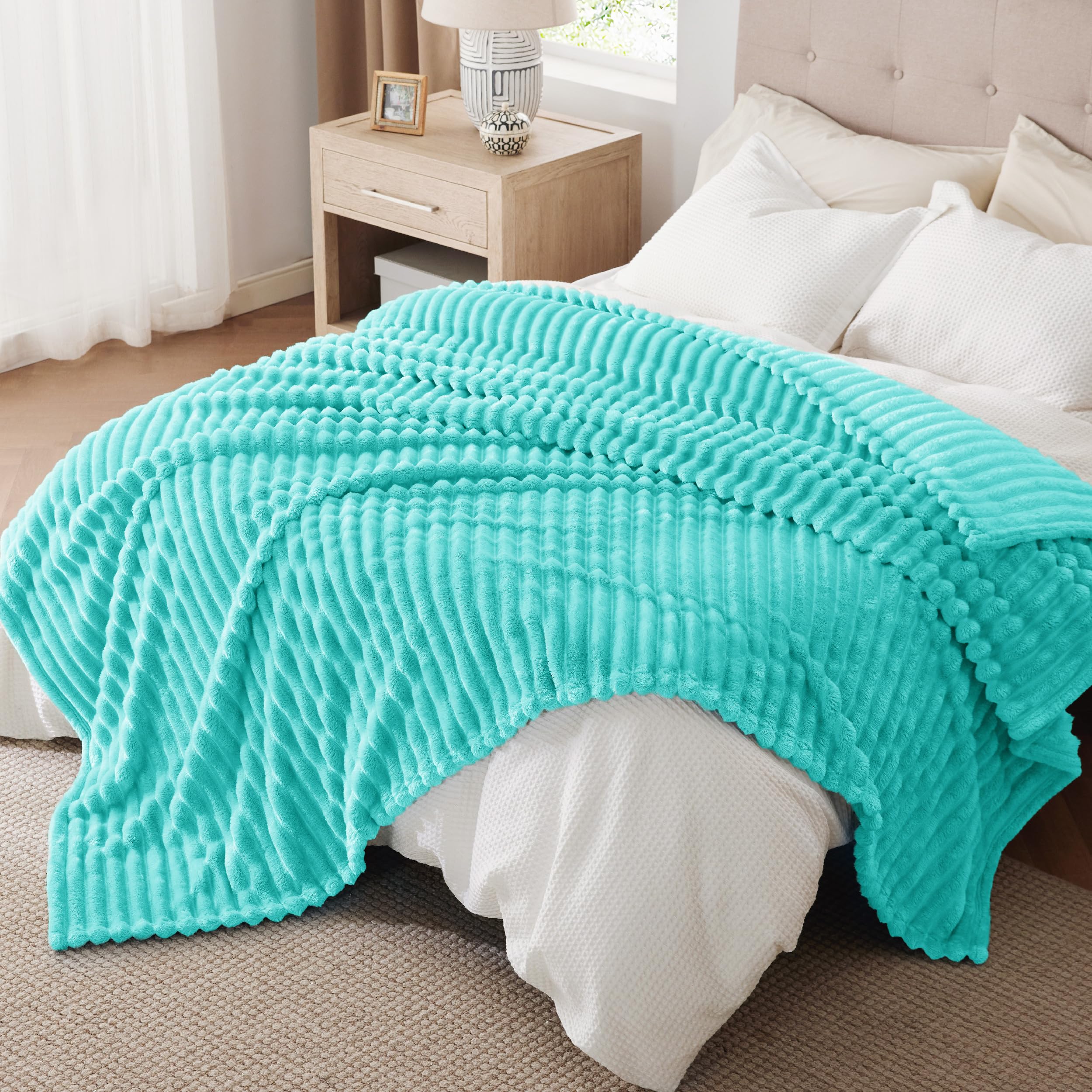 Bedsure Soft Cal King Size Blanket for Bed Blue Fog 102"x96"