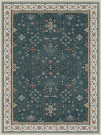 Hazo Haus Vintage Dark Green 6x8 Dining Room Rugs for Under Kitchen Table - Washable Livinig Room Rug - Unique Floral Pastel Low Pile Non-Slip Area Rugs for Bedroom