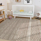 Nakagishi Area Rug 6x9 Living Room: Washable Boho Large Neutral Soft Farmhouse Rugs Stain Resistant Modern Indoor Floor Non Slip Accent Carpet for Bedroom Nursery Kids Playroom Office Dining Room Dorm