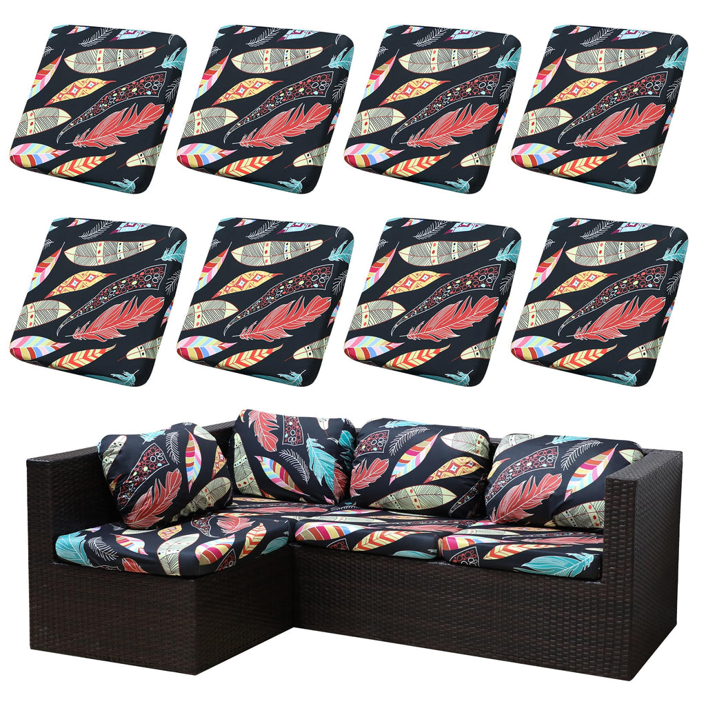 SUKAIKEQA 8PCS Patio Cushion Covers.Patio Furniture Couch SeatSlipcovers