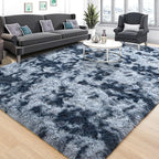 Tepook Fluffy Large Rugs for Living Room, Area Rug 6x9 Soft Carpet for Bedroom, Modern Shaggy Rug for Kids Boys Girls, Plush Indoor Nursery Home Decor Rug with Non-Slip Bottom, Tie-dye Dark Blue