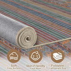 Nakagishi 7X9 Area Rugs Living Room: Washable Large Vintage Rug Neutral Non-Slip Soft Stain Resistant Indoor Carpet for Bedroom Nursery Dining Room Office Playroom - Multi Color